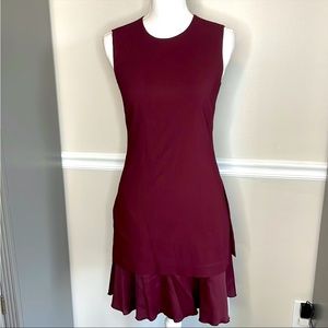 Theory Burgundy Malkan Crepe Layered Sleeveless Dress 0